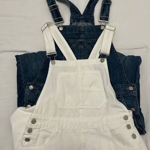 GAP White and Blue Denim Overalls